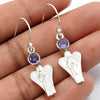 Woman Gift Natural Amethyst Drop Dangle Tribal Earrings 925 Silver P17