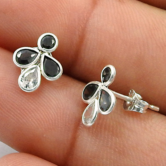 Cubic Zirconia Stone 925 Silver Vintage December Birth Stud Post Unique Earrings