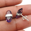 Amethyst Gemstone Sister New Stud Post Crown Chakra Earrings 925 Sterling Silver