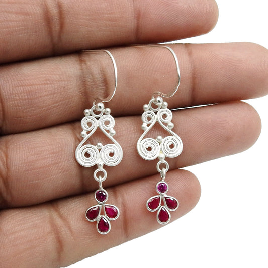 Pink Cubic Zirconia Stone Trendy Dangle Drop Sister Earrings 925 Sterling Silver