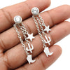 Sterling Silver Round White Cz Gemstone Bezel Elegant Butterfly Dangle Earrings