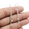 Natural White Cz Sterling Silver Dangle Drop Hook December Birth Bezel Earrings