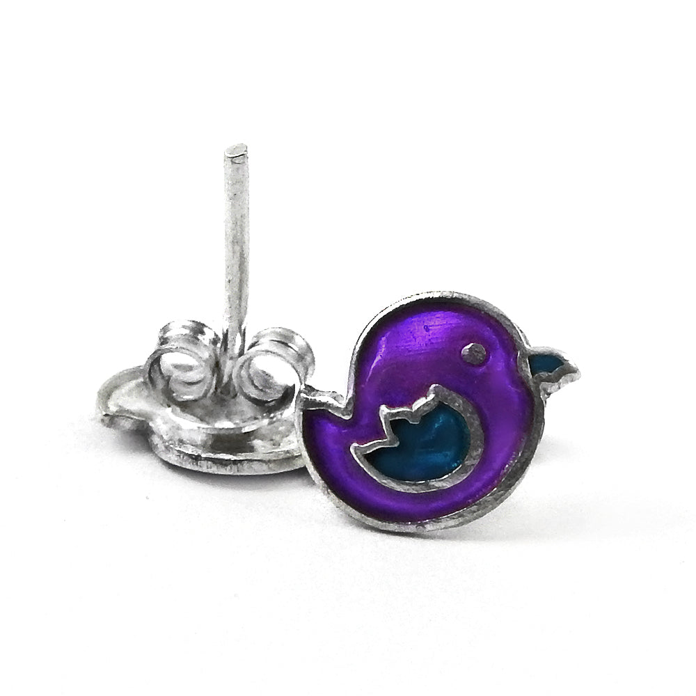 925 Sterling Silver Purple Enamel Mango Design Stud Earrings