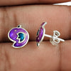 925 Sterling Silver Purple Enamel Mango Design Stud Earrings