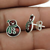 925 Sterling Silver Enamel Snowman Stud Earrings