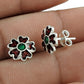 925 Sterling Silver Enamel Flower Stud Earrings