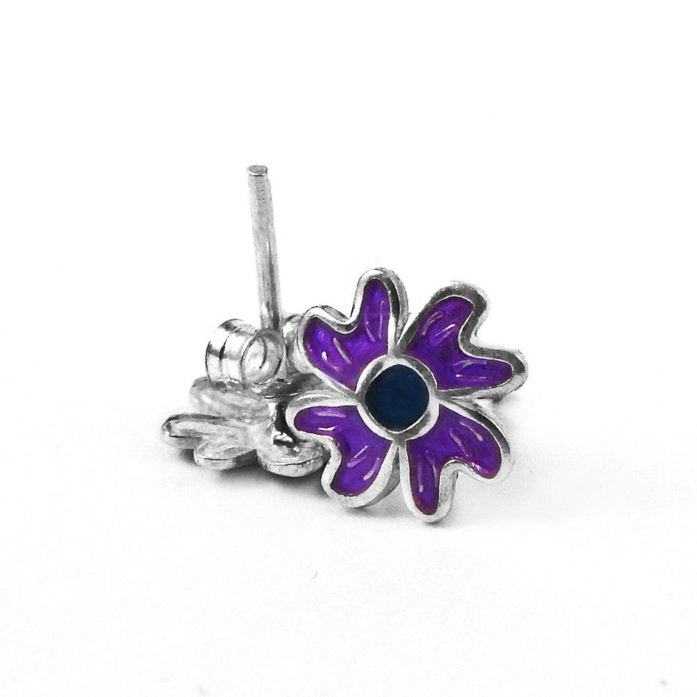 925 Sterling Silver Enamel Flower Stud Earrings For Women