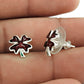 925 Sterling Silver Red Enamel Flower Stud Earrings Gift Jewelry