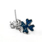 925 Sterling Silver Blue Enamel Flower Stud Earrings