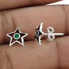 925 Sterling Silver Red Enamel Star Stud Earrings