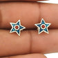 925 Sterling Silver Blue Enamel Star Stud Earrings