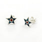 925 Sterling Silver Blue Enamel Star Stud Earrings