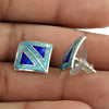 Indian Artisan Jewelry 925 Solid Sterling Silver Stud Enamel Earrings T1