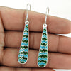 Indian Artisan Jewelry 925 Solid Sterling Silver Dangle Enamel Earrings Q4