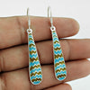 Indian Artisan Jewelry 925 Solid Sterling Silver Dangle Enamel Earrings Q2