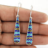 Indian Artisan Jewelry 925 Solid Sterling Silver Dangle Enamel Earrings W2