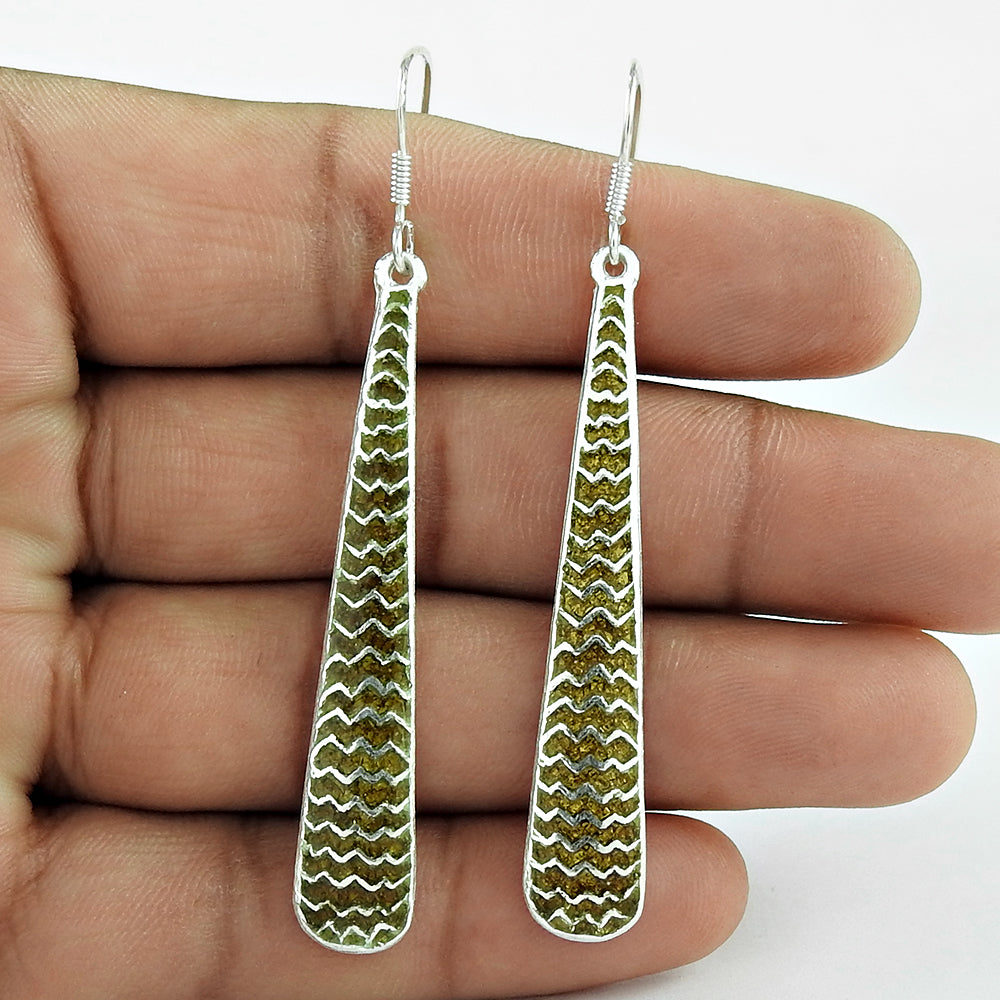 Handmade Jewelry 925 Solid Sterling Silver Dangle Enamel Earrings A40