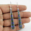 Artisan 925 Solid Sterling Silver Jewelry Dangle Enamel Earrings F9