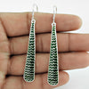 Indian Artisan Jewelry 925 Solid Sterling Silver Dangle Enamel Earrings S3