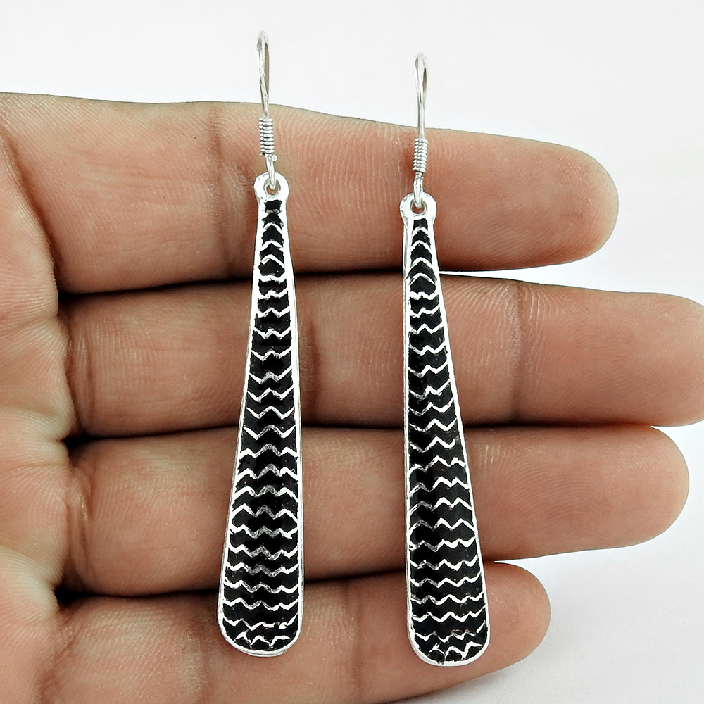 Artisan 925 Solid Sterling Silver Jewelry Dangle Enamel Earrings T3