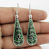 Indian Artisan Jewelry 925 Solid Sterling Silver Dangle Enamel Earrings U3