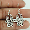 Solid 925 Sterling Silver Hamsa Dangle Earrings