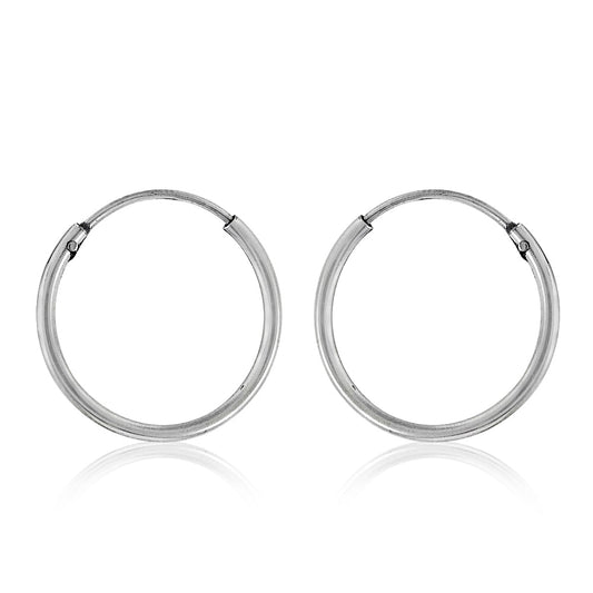 Solid 925 Sterling Silver Hoop Earrings Indian Jewelry