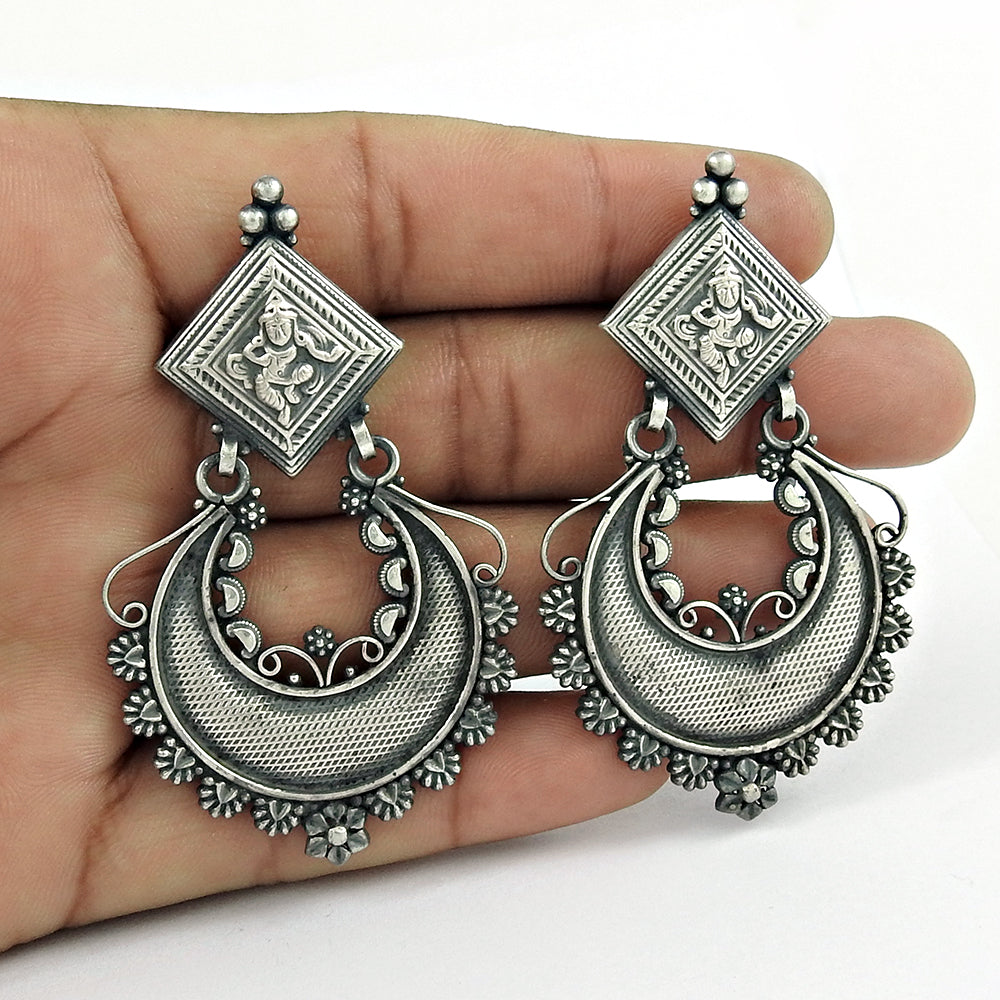 925 Sterling Oxidized Silver Antique Artisan Earrings Jewelry