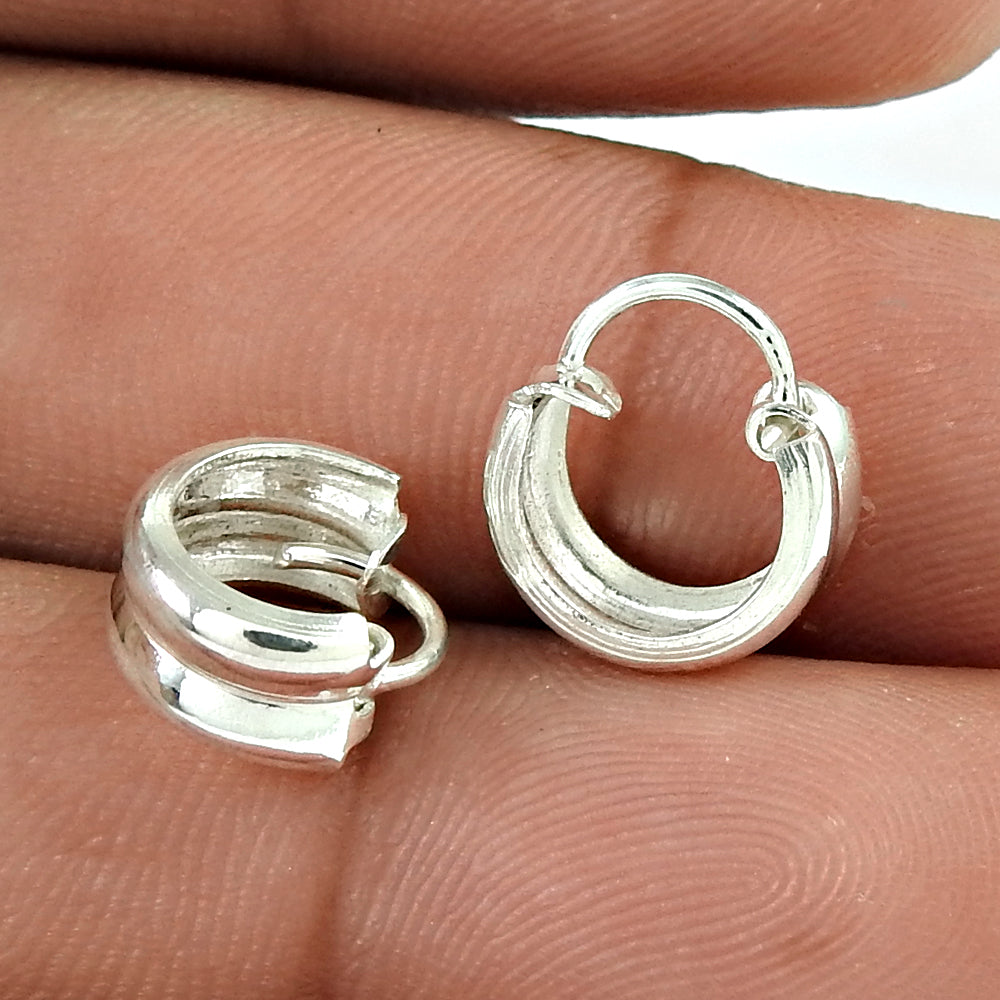 Solid 925 Sterling Silver Hoop Earrings Handmade Jewelry