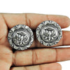 925 Sterling Oxidized Silver Engraved Flower Stud Earrings