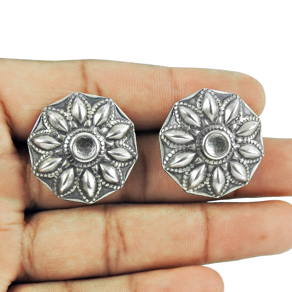 Oxidized 925 Sterling Silver Unique Stud Earrings