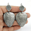 925 Sterling Oxidized Silver Engraved Dangle Earrings Indian Jewelry