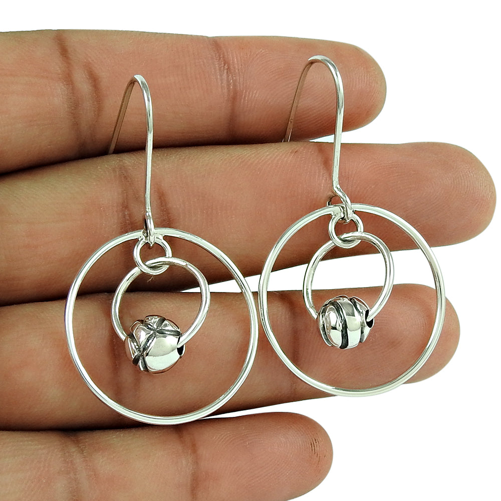 Hanging Balls Dangle Earrings 925 Sterling Silver Jewelry