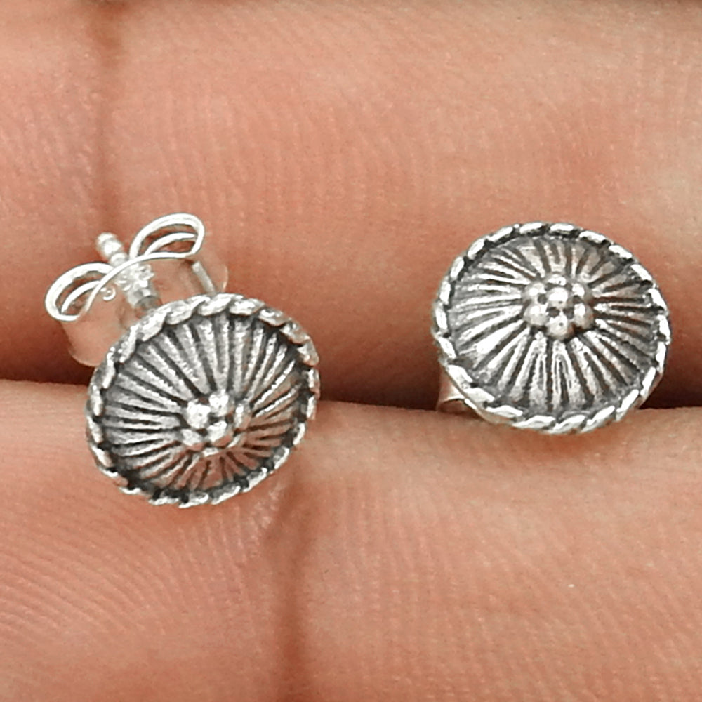 925 Solid Sterling Silver Ethnic Stud Earrings Indian Jewelry