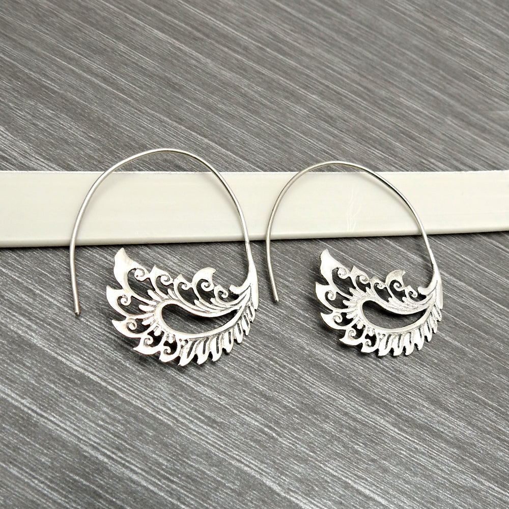 Solid 925 Sterling Silver Wings Design Earrings