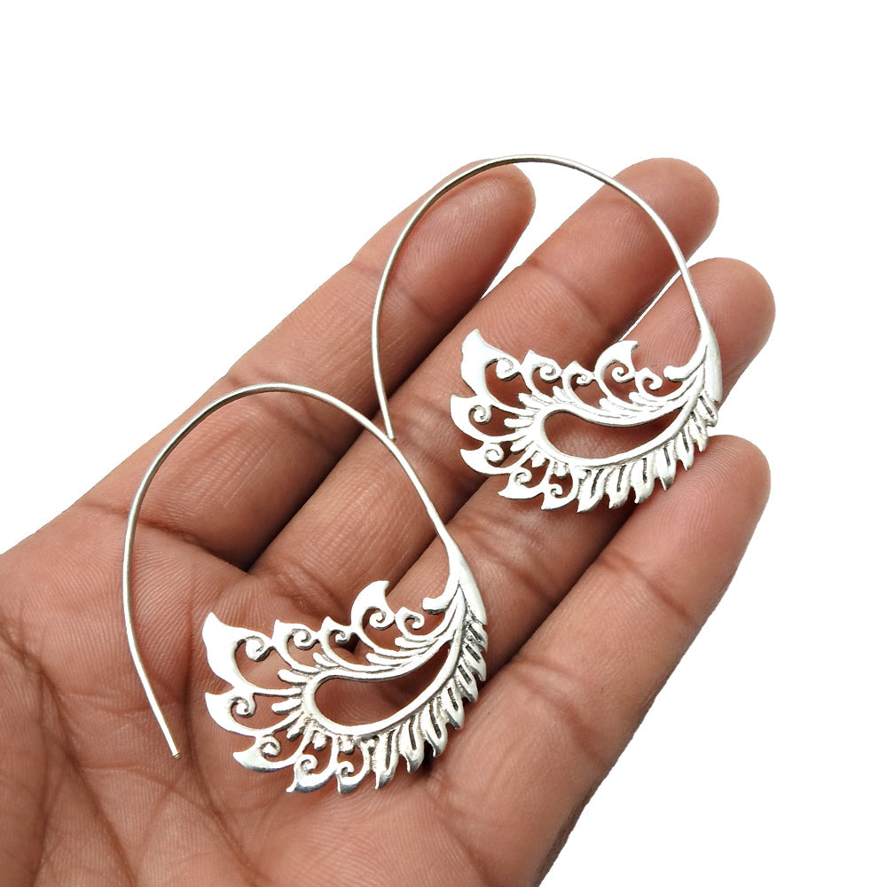 Solid 925 Sterling Silver Wings Design Earrings