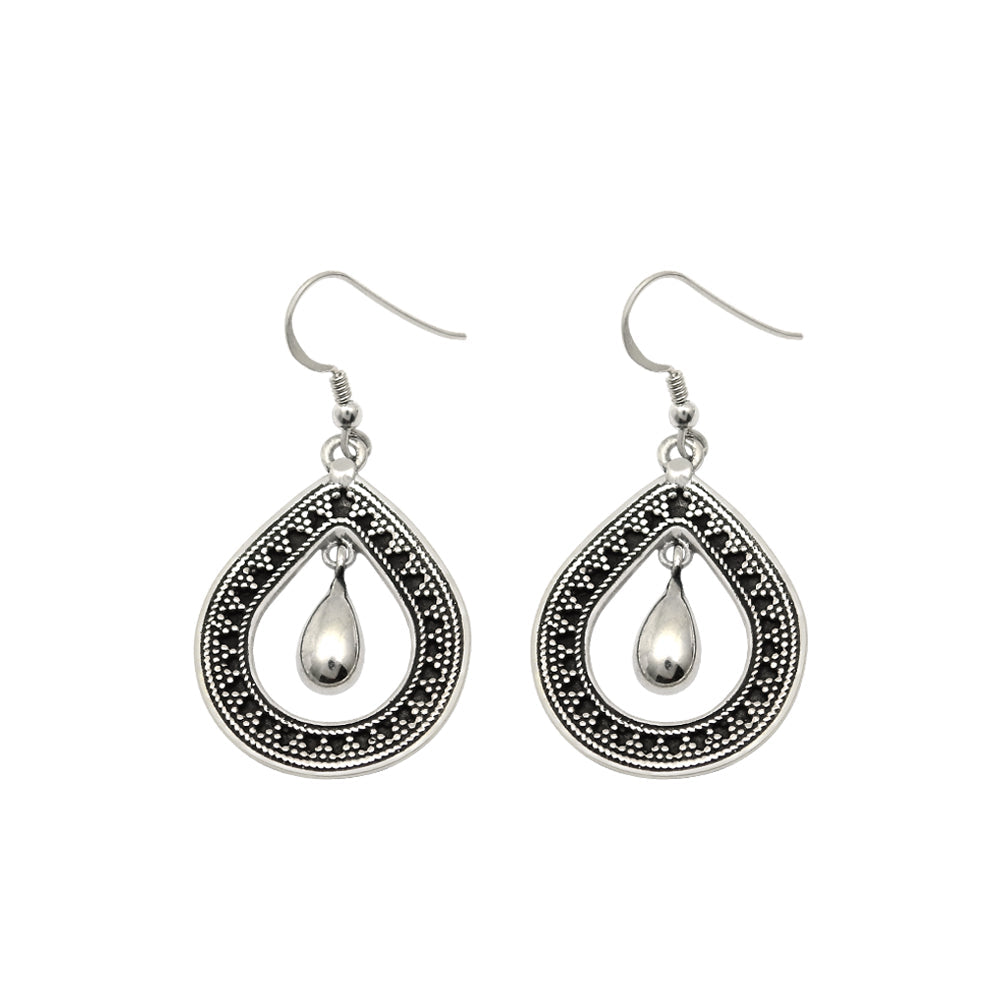 Woman Gift 925 Solid Sterling Silver Teardrop Dangle Earrings