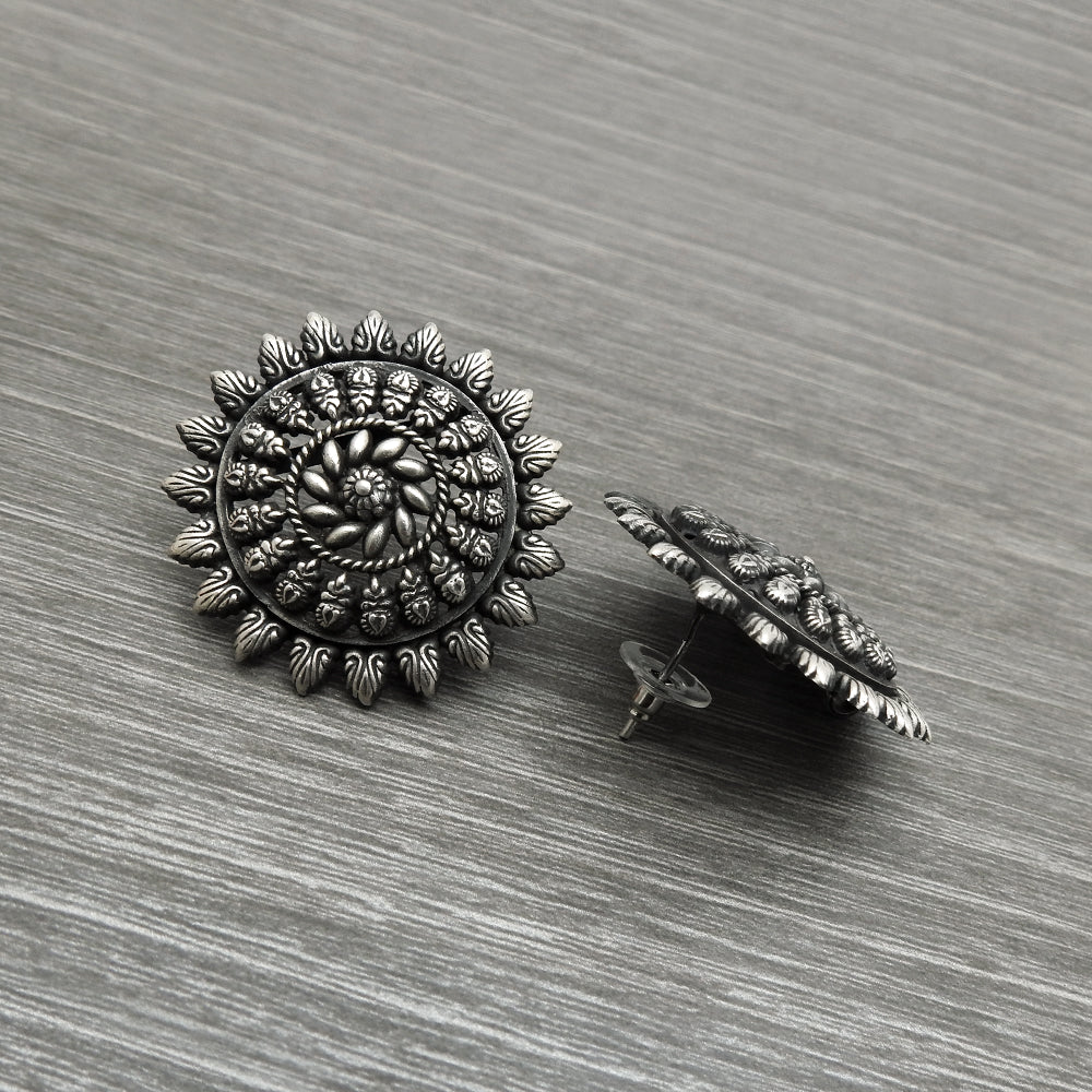 Indian Artisan 925 Solid Sterling Silver Stud Earrings