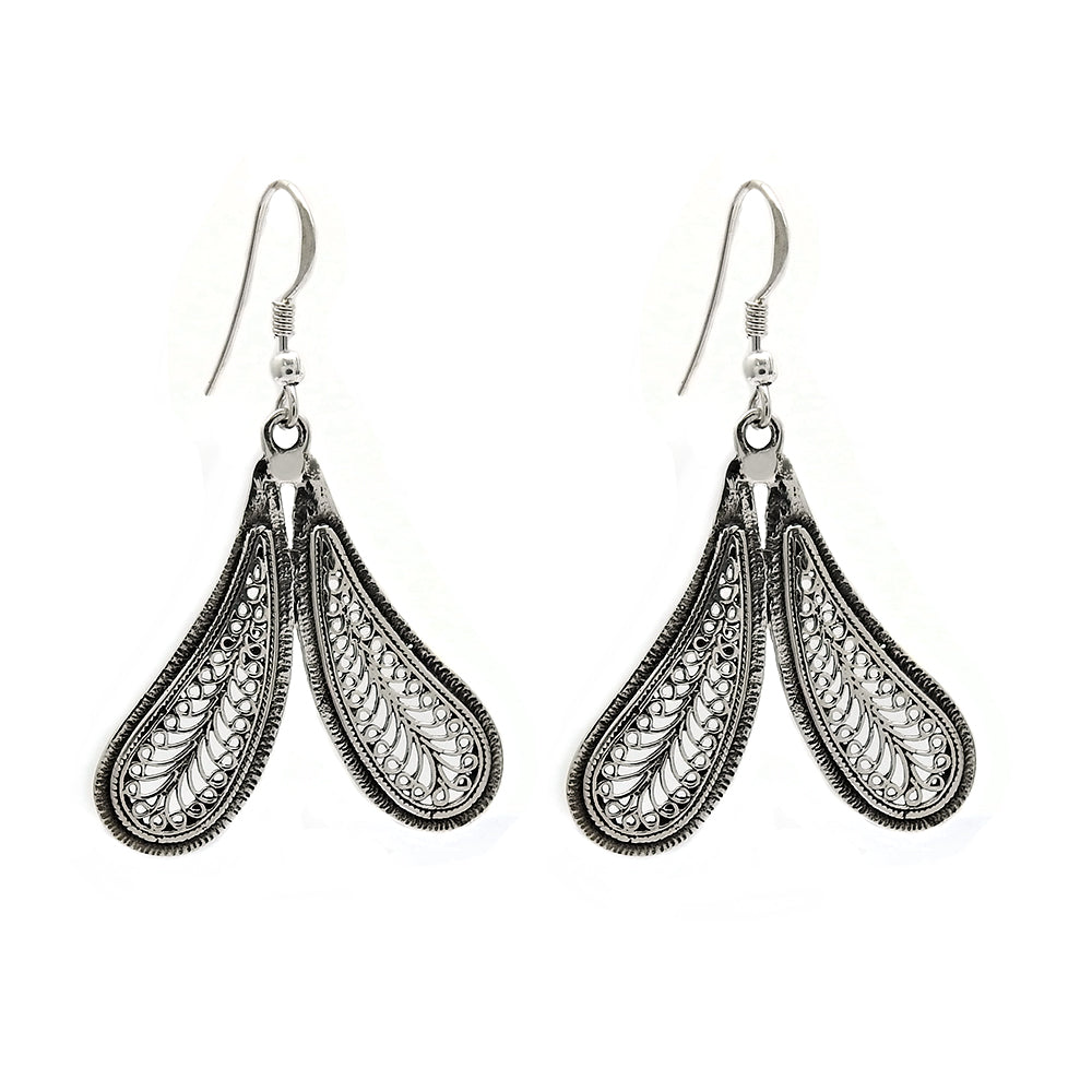 925 Solid Sterling Silver Jewelry Wings Design Earrings