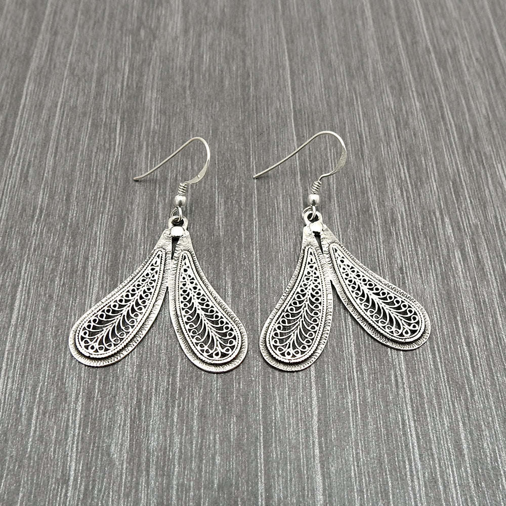 925 Solid Sterling Silver Jewelry Wings Design Earrings