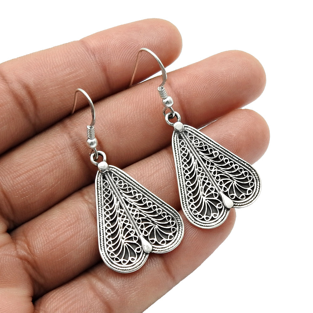 925 Sterling Silver Handcrafted Heart Earrings Jewelry