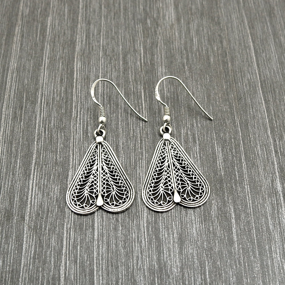 925 Sterling Silver Handcrafted Heart Earrings Jewelry