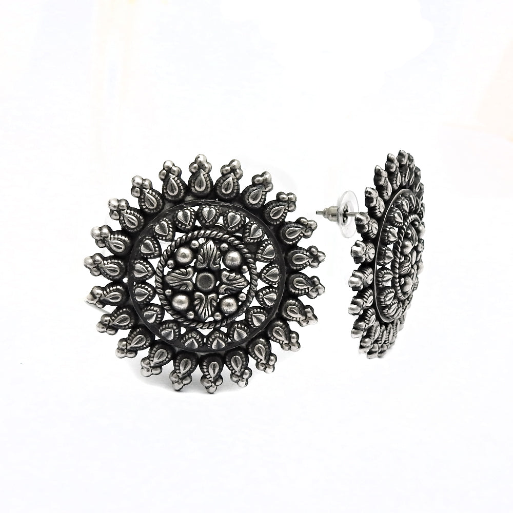 Indian Handcrafted Solid 925 Sterling Silver Stud Earrings