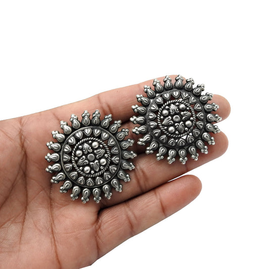 Indian Handcrafted Solid 925 Sterling Silver Stud Earrings