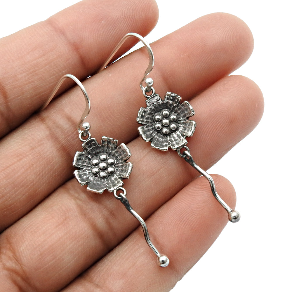 Antique Dangle Earrings 925 Sterling Silver Handmade Jewelry