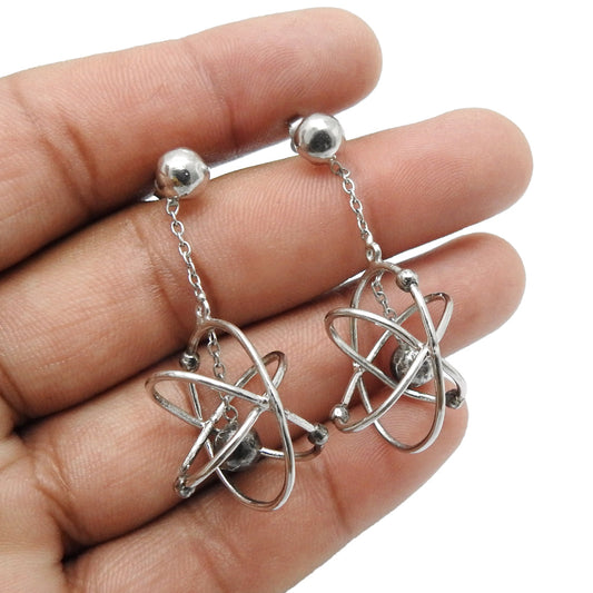 Awesome Atoms Earrings 925 Solid Sterling Silver Dangle Earrings