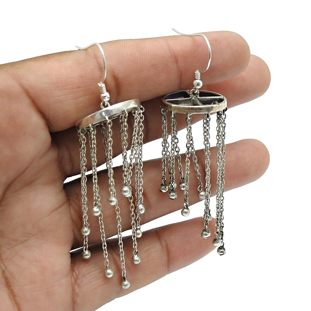 Solid 925 Sterling Silver Hanging Dangle Earrings Women Jewelry