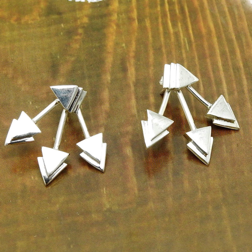 925 Sterling Silver Earring Tryst With Triangles Stud Earrings