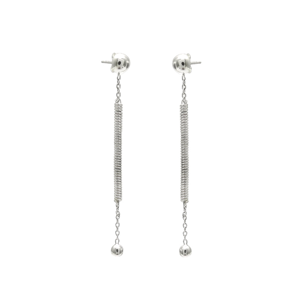 Solid 925 Sterling Silver Spring Chain Dangle Earrings Women Jewelry