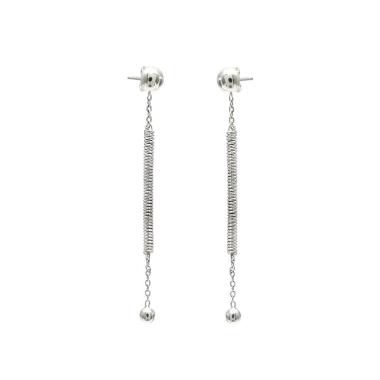 Solid 925 Sterling Silver Spring Chain Dangle Earrings Women Jewelry